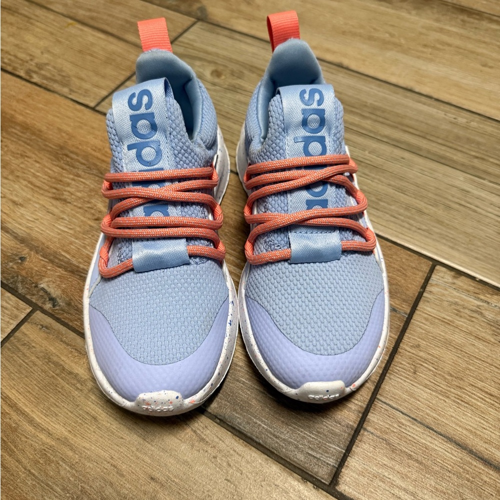 adidas Kids Light Blue and Coral Lace-Up Sneakers